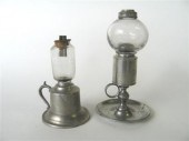 Two pewter chamber lamps and t