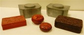 Two pewter Chinese tea caddys