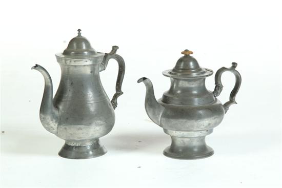 TWO PEWTER COFFEE POTS. 
