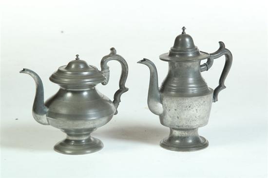 TWO PEWTER COFFEE POTS. 