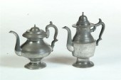 TWO PEWTER COFFEE POTS.  Ameri