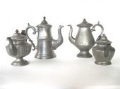 Two pewter coffeepots and two