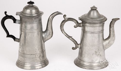 TWO PEWTER COFFEEPOTSTwo American