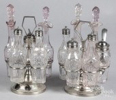 TWO PEWTER CRUET SETSTwo pewte