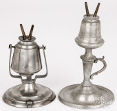 TWO PEWTER FLUID LAMPS<br>Two