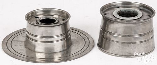 TWO PEWTER INKWELLSTwo pewter