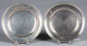 TWO PEWTER PLATES, 19TH C.Two