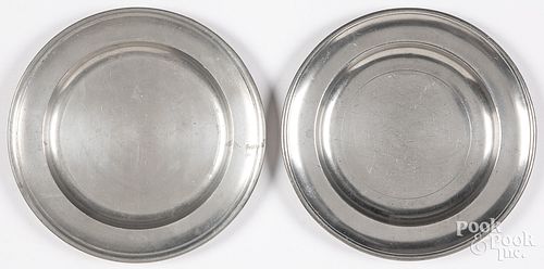 TWO PEWTER PLATES, EARLY 19TH C.Two