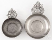 TWO PEWTER PORRINGERSTwo Thoma