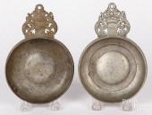 TWO PEWTER PORRINGERSTwo Thoma