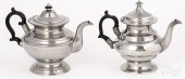TWO PEWTER TEAPOTS, 19TH C.Two
