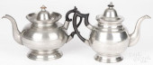 TWO PEWTER TEAPOTS<br>Two pewt