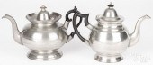 TWO PEWTER TEAPOTSTwo pewter t