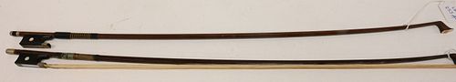 TWO PFRETZSCHNER VIOLIN BOWSTwo
