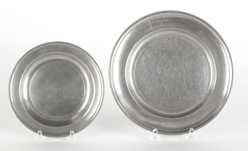 Two Philadelphia Love pewter plates