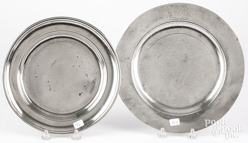 TWO PHILADELPHIA PEWTER PLATESTwo