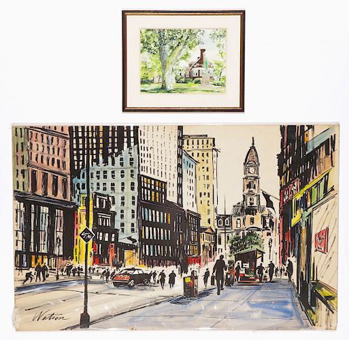 TWO PHILADELPHIA WATERCOLORSTwo