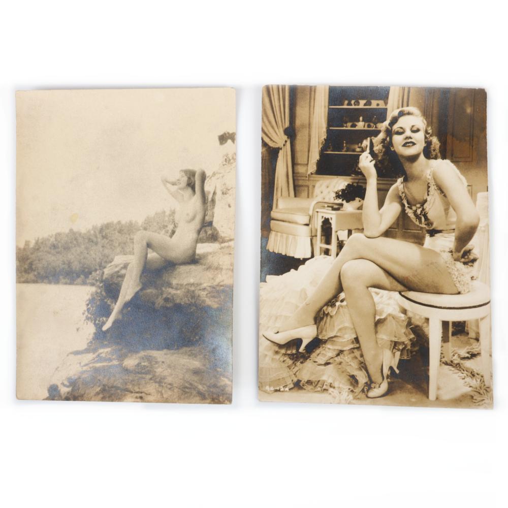 TWO PHOTOGRAPHS: NUDE BATHING