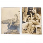 TWO PHOTOGRAPHS: NUDE BATHING