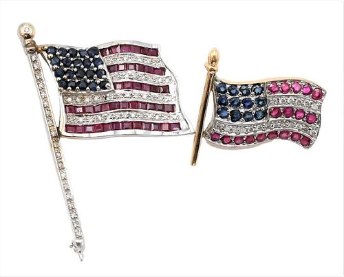 TWO PIECE 14 KARAT FLAG LOT, TO