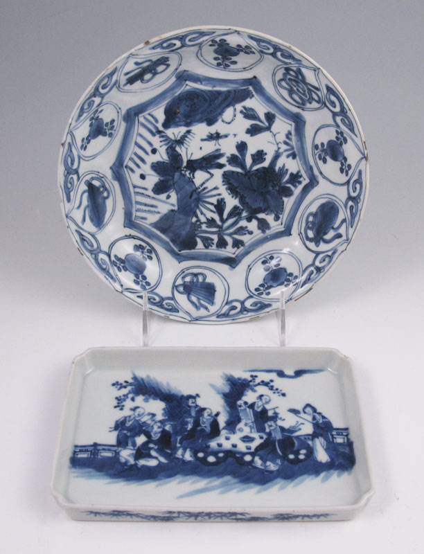 TWO PIECE BLUE DECORATED CHINESE