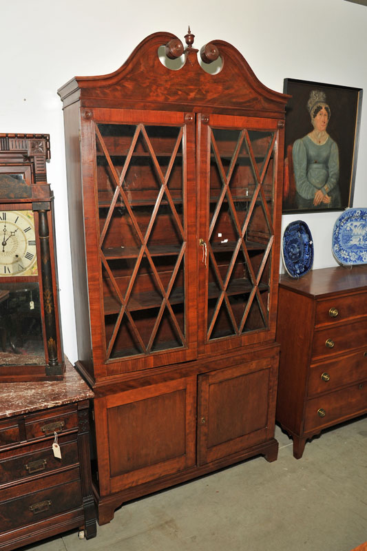TWO PIECE CHINA CABINET. Mahogany