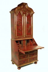 TWO-PIECE CHINOISERIE SECRETAR