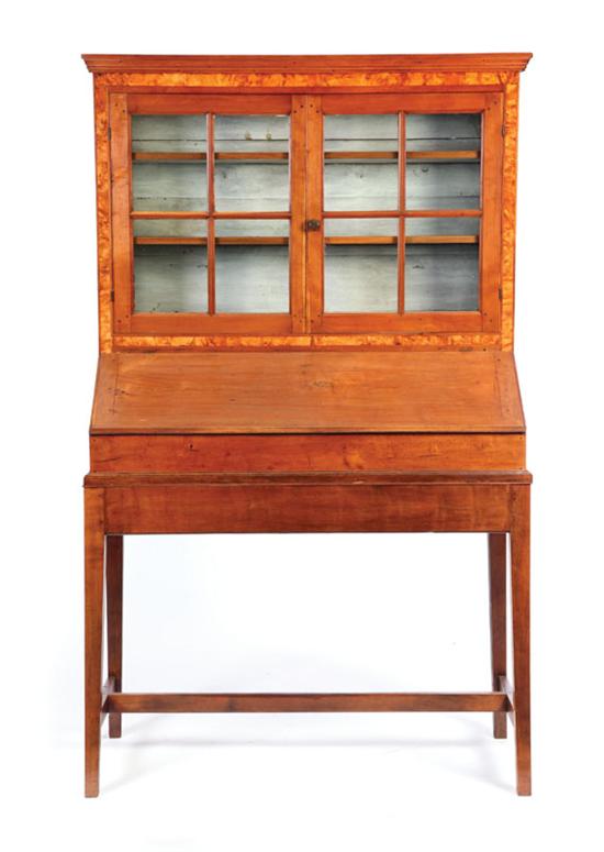 TWO PIECE DESK AND BOOKCASE. Cherry