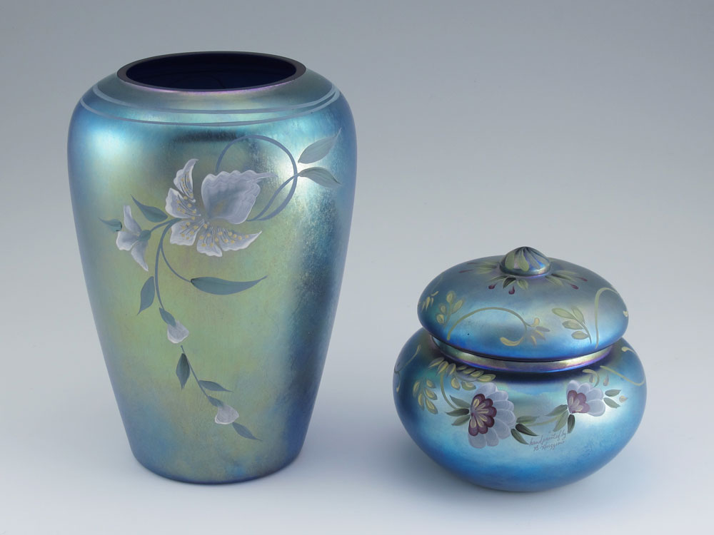 TWO PIECE HANDPAINTED FENTON