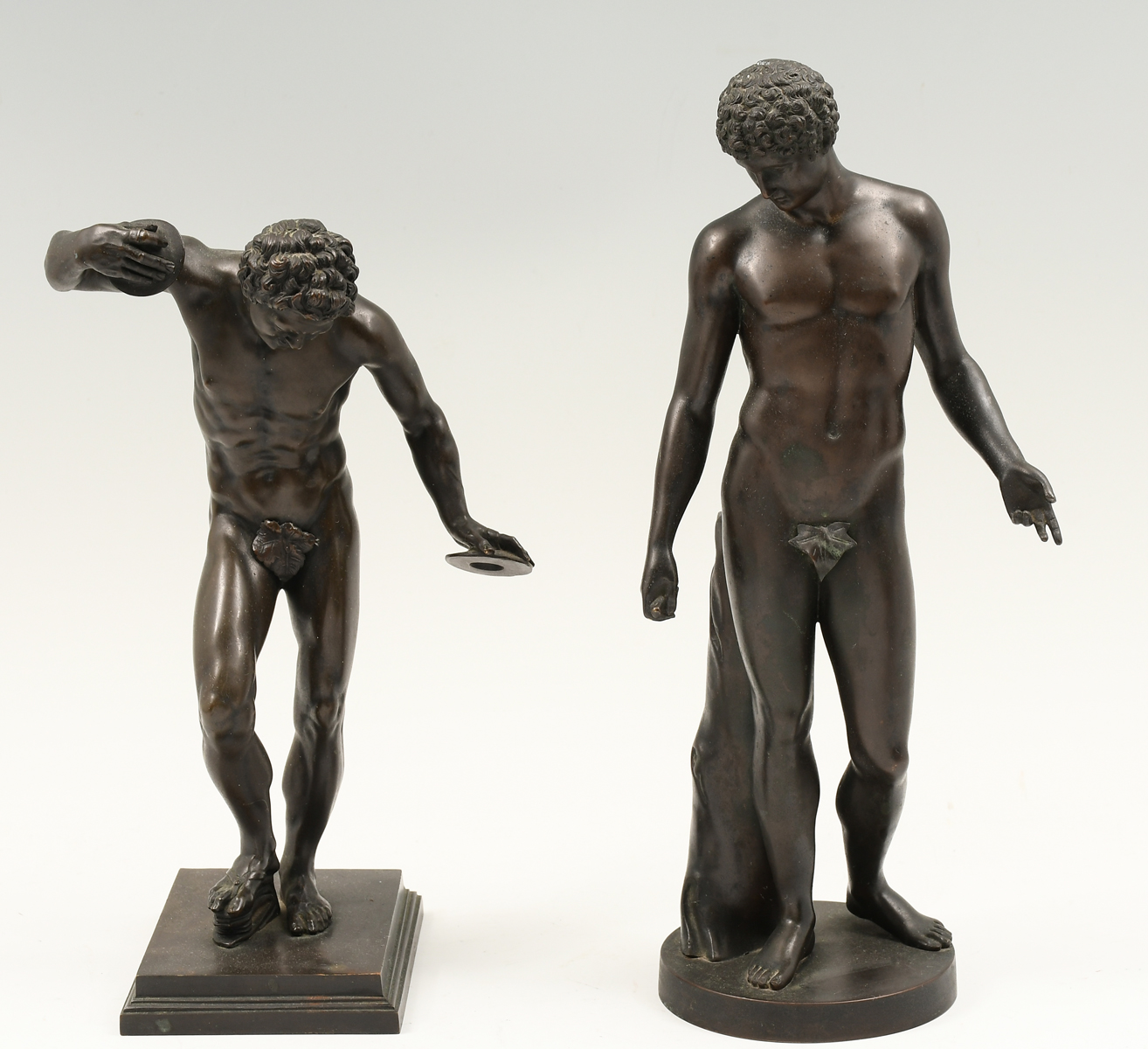 TWO PIECE MALE NUDE BRONZE LOT: