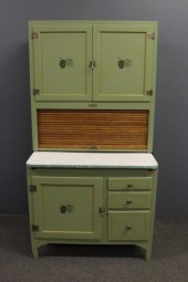 Two piece painted Hoosier cabi