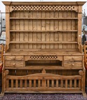 TWO PIECE PINE STEPBACK CUPBOA