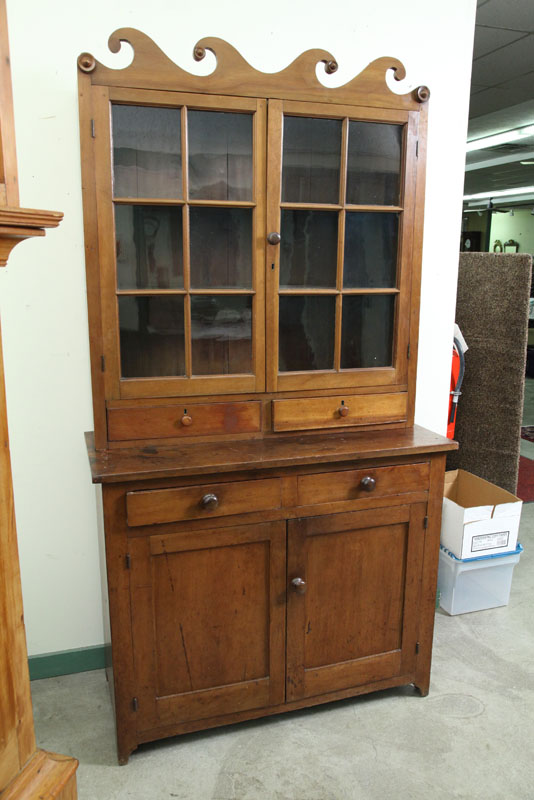 TWO PIECE STEPBACK CUPBOARD. With a