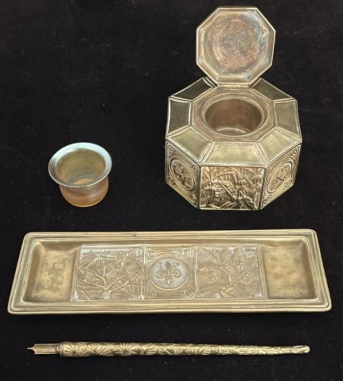 TWO-PIECE TIFFANY STUDIOS BRONZE