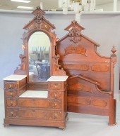 TWO-PIECE WALNUT VICTORIAN BED