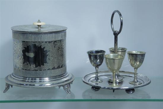 TWO PIECES: A SILVER PLATED BISCUIT