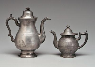 Two pieces American pewter,
