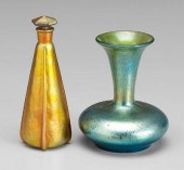 Two pieces art glass: iridesce