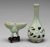 Two pieces Chinese celadon: mo
