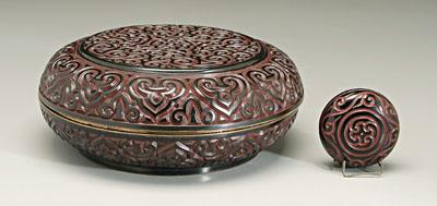 Two pieces Chinese guri lacquer: