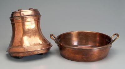 Two pieces copper: heavy bowl, base