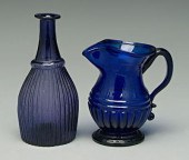 Two pieces early glass: cobalt