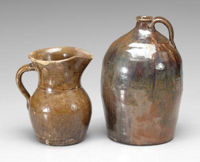 Two pieces Georgia pottery: pitcher