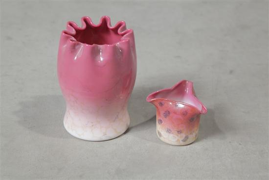 TWO PIECES OF AGATA GLASS. Probably