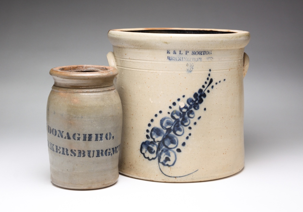 TWO PIECES OF AMERICAN STONEWARE.