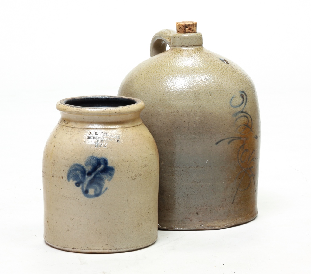 TWO PIECES OF AMERICAN STONEWARE.