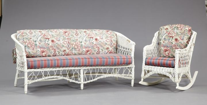Two Pieces of American White Wicker