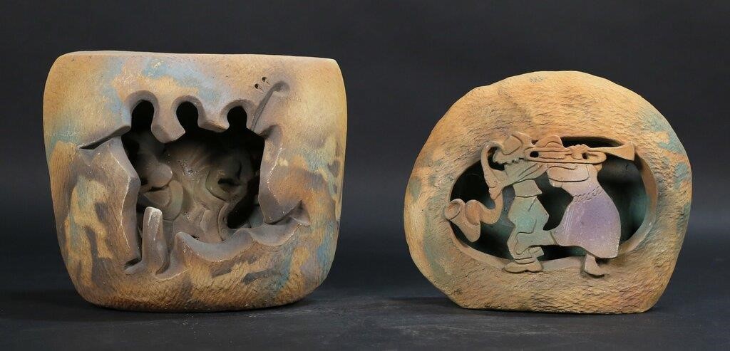 TWO PIECES OF ART POTTERY BY