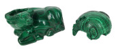TWO PIECES OF CARVED MALACHITE