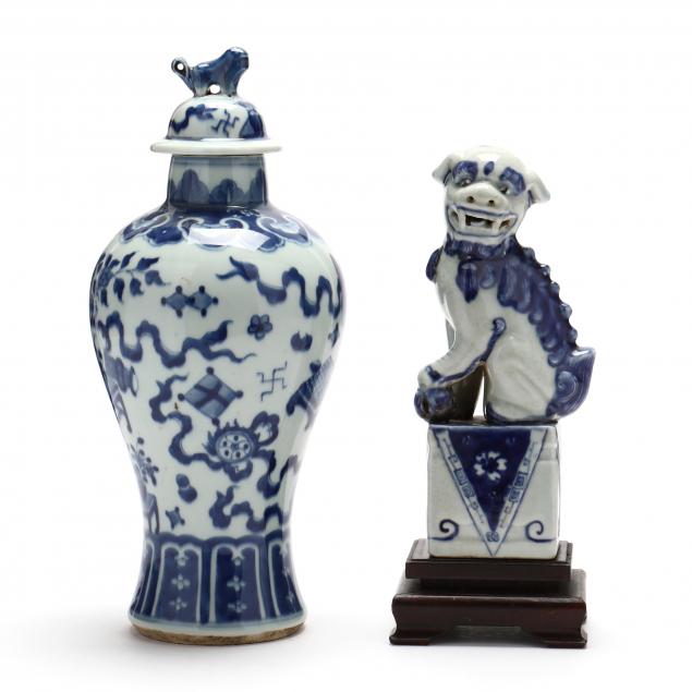 TWO PIECES OF CHINESE BLUE AND
